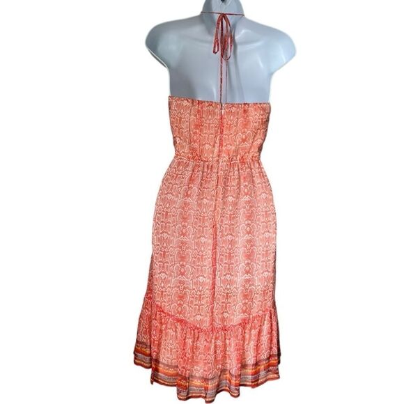 Twelfth Fifth Street Cynthia Vincent Sheer 100% Silk Orange Sleeveless Dress 6 - Picture 2 of 16